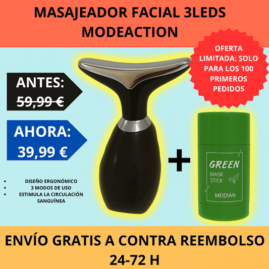 MASAJEADOR FACIAL 3LEDS MODEACTION